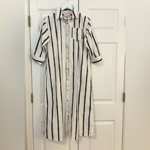 BURU Striped Black and White Midi Dress